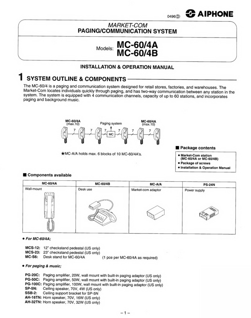 Aiphone MC-60/4A User manual