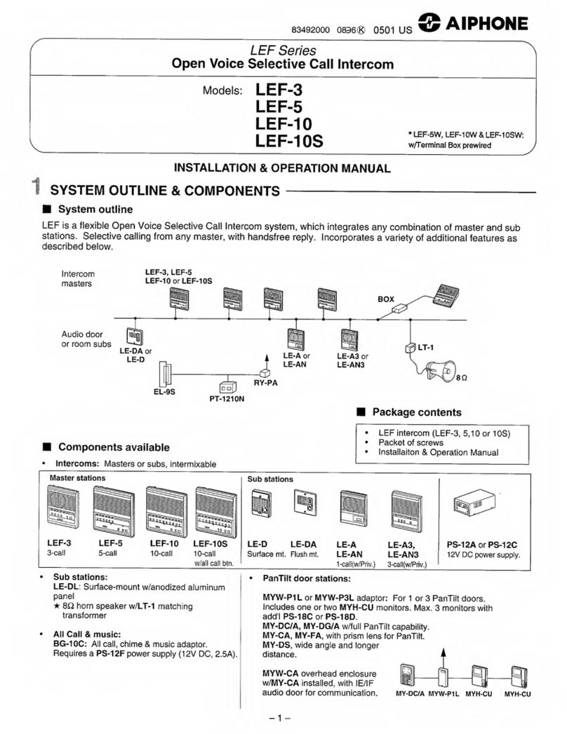 Aiphone LEF Series Installation & operation manual