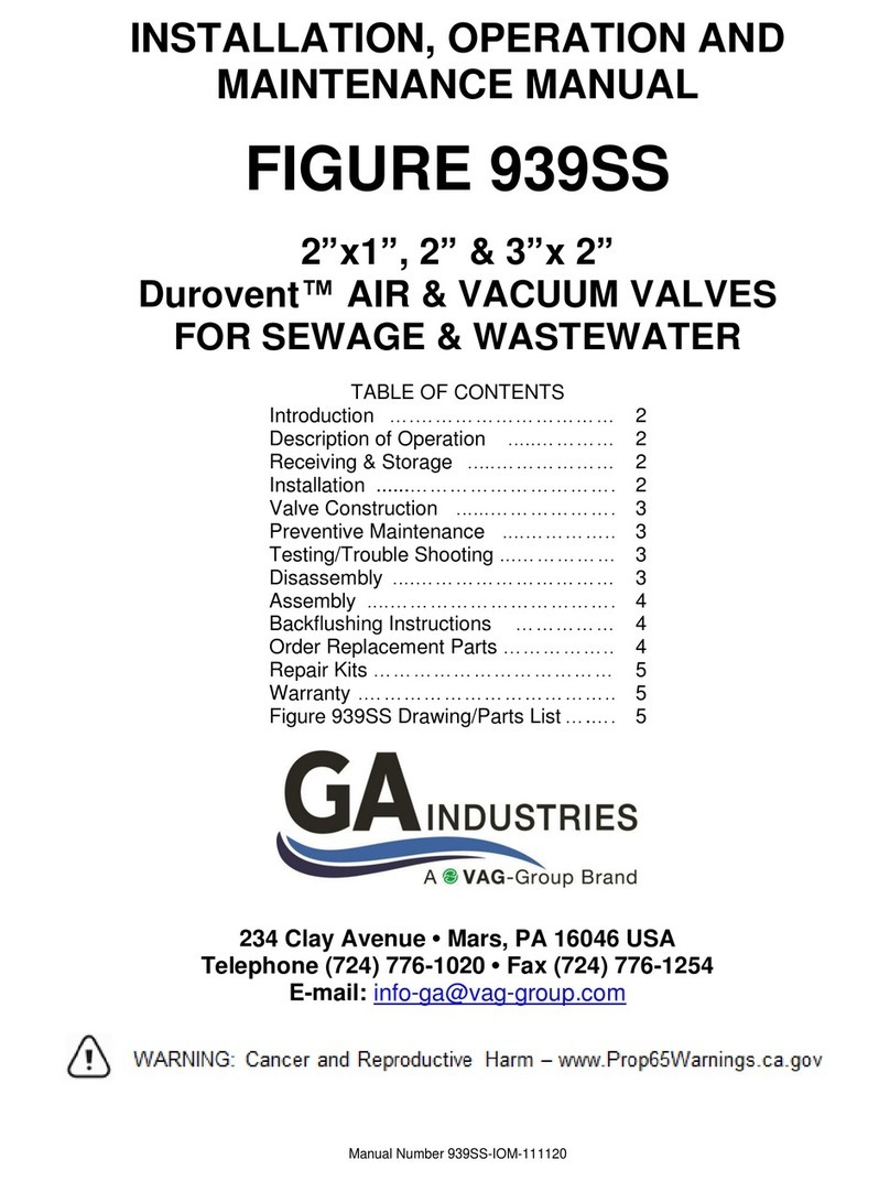 Vag GA Industries 939SS Installation, operation and maintenance manual