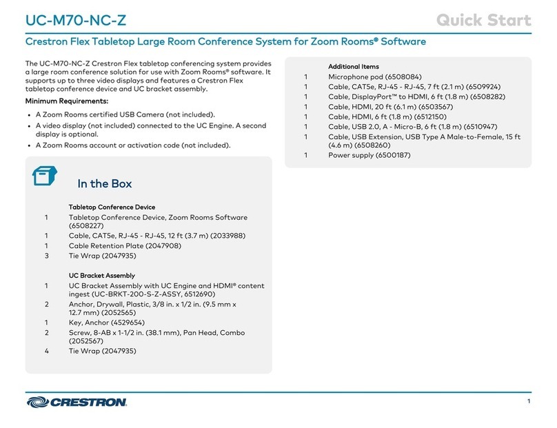 Crestron UC-M70-NC-Z quick start