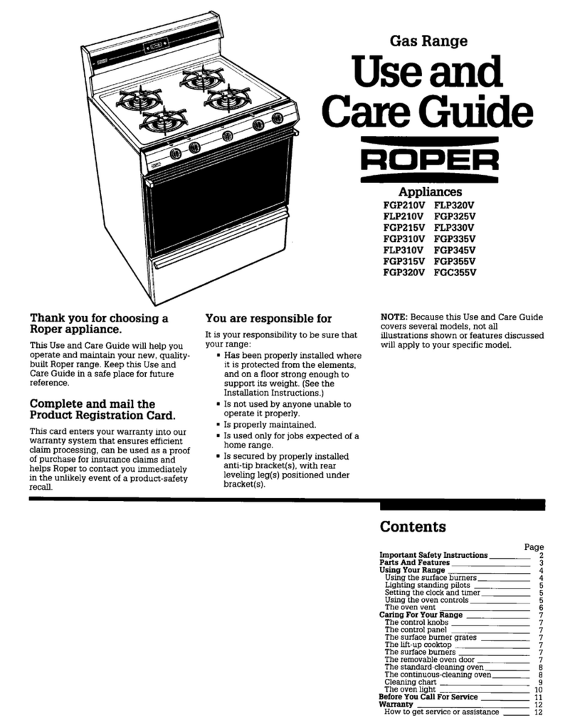 Roper FGP210V Use and care guide