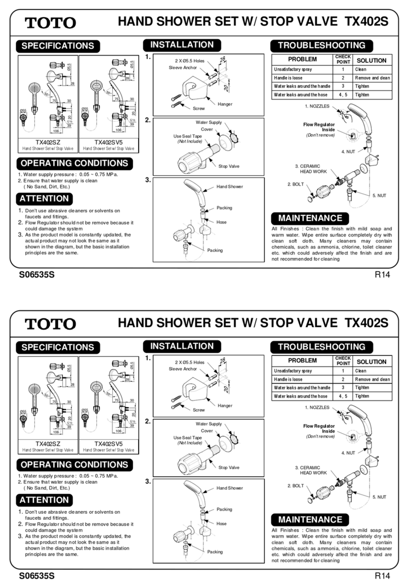 Toto TX402S quick start guide Toto TX402S quick start guide