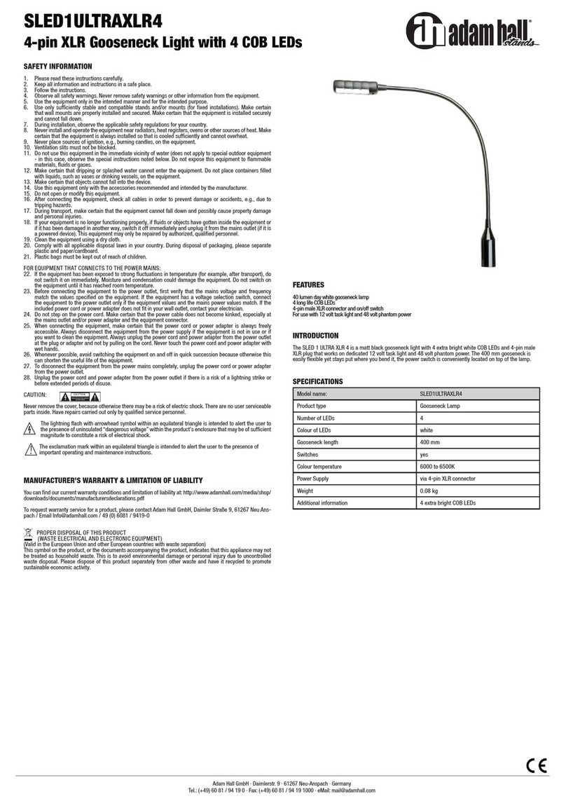 Adam Hall SLED1ULTRAXLR4 quick start guide