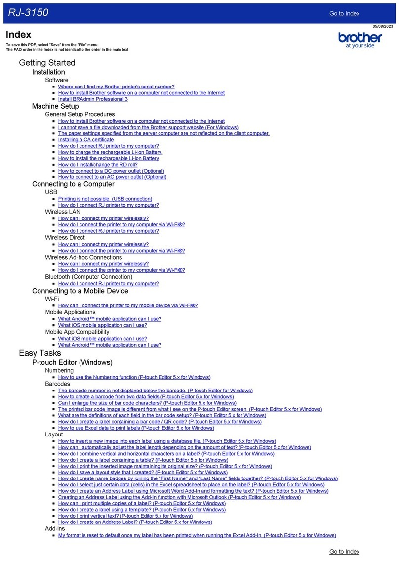Brother RJ-3150 User manual