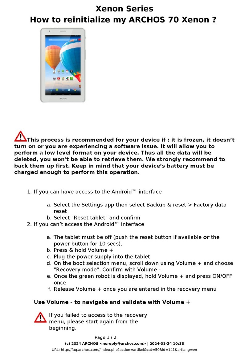 Archos 70 Xenon User manual Archos 70 Xenon User manual