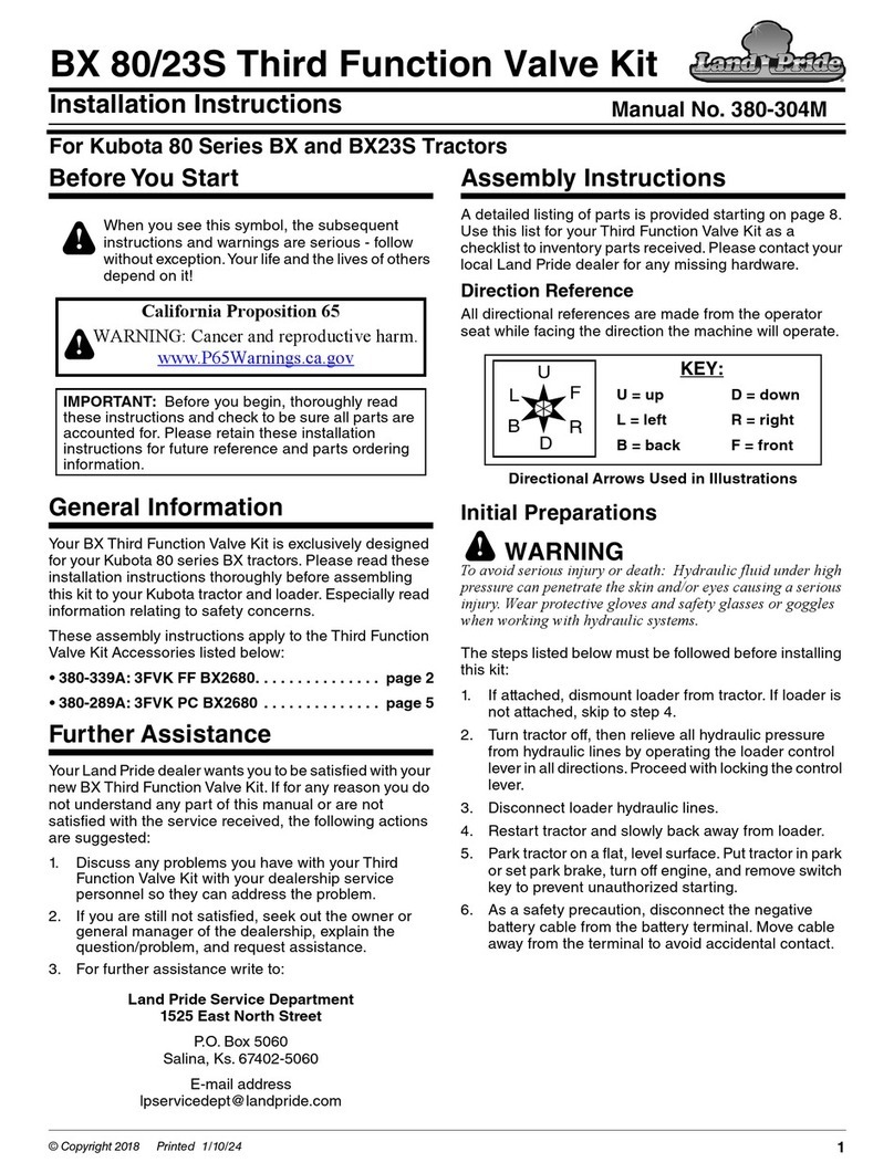 Land Pride BX 80/23S installation instructions