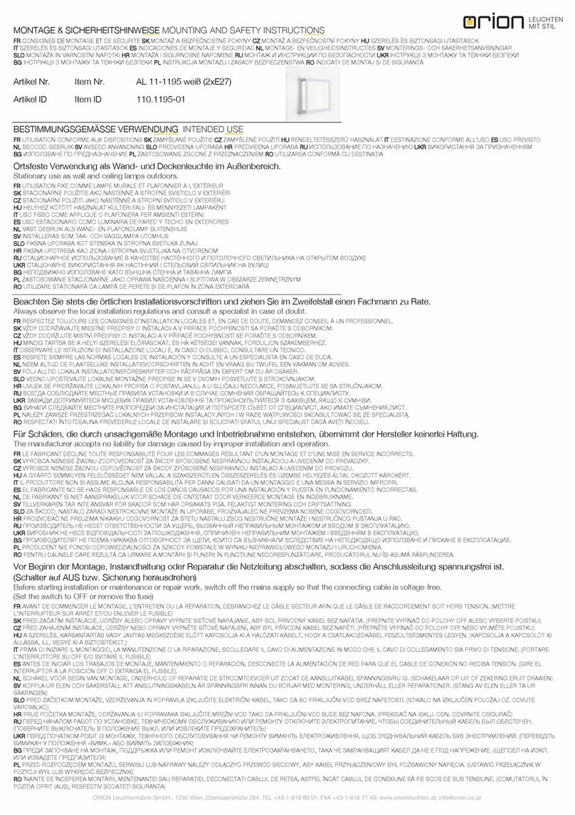 Orion AL 11-1195 Mounting and safety instructions