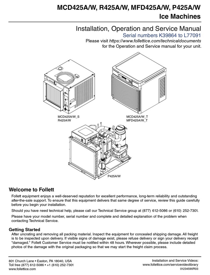 Follett R425A/W Installation, operation and service manual