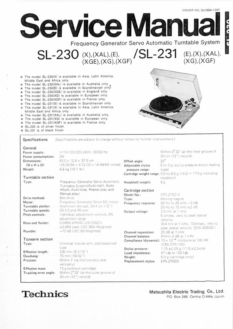 Technics SL-230 User manual