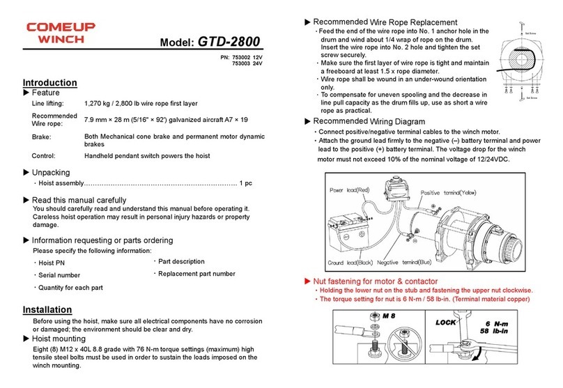 Come.up Winch GTD-2800 quick start guide