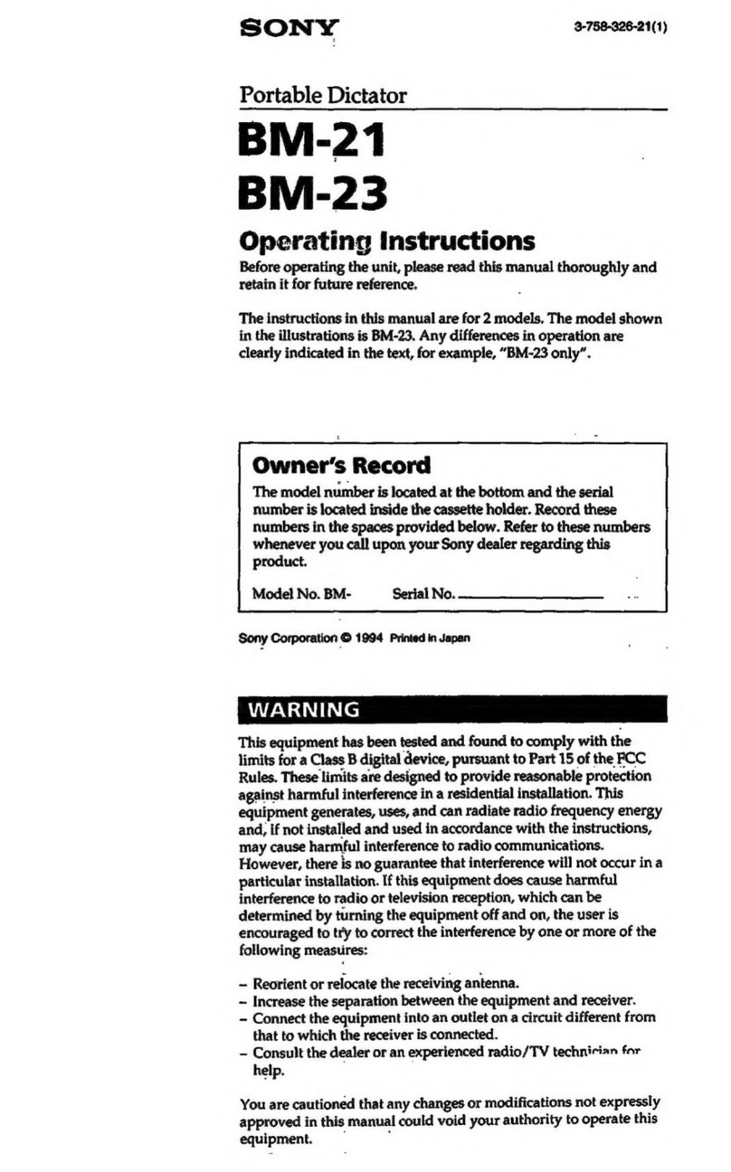 Sony Pressman BM-21 operating instructions