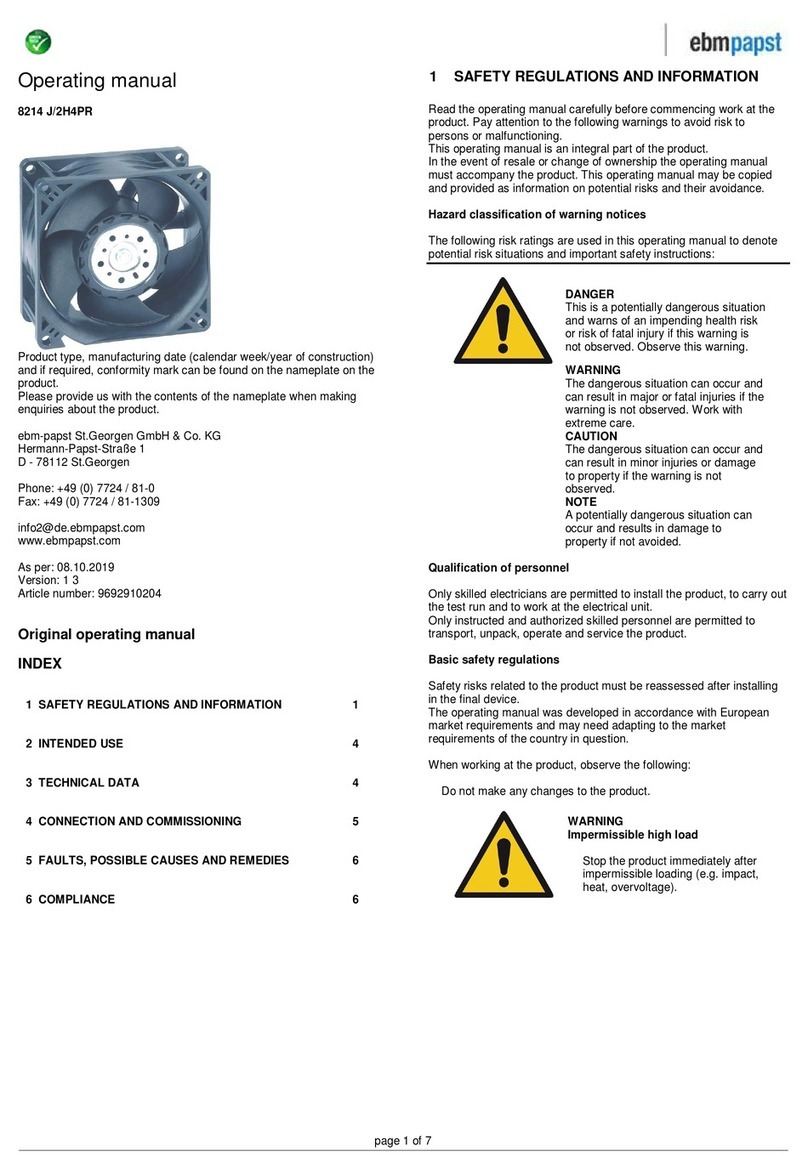 Ebmpapst 8214 J/2H4PR quick start guide Ebmpapst 8214 J/2H4PR quick start guide