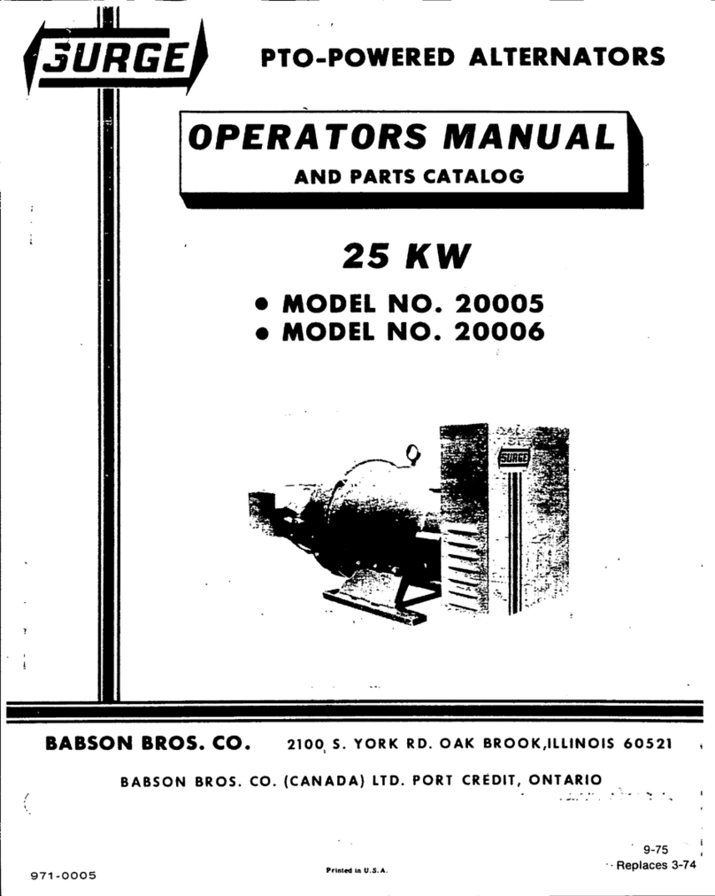 Babson Bros. Co. SURGE 20005 Operator's manual