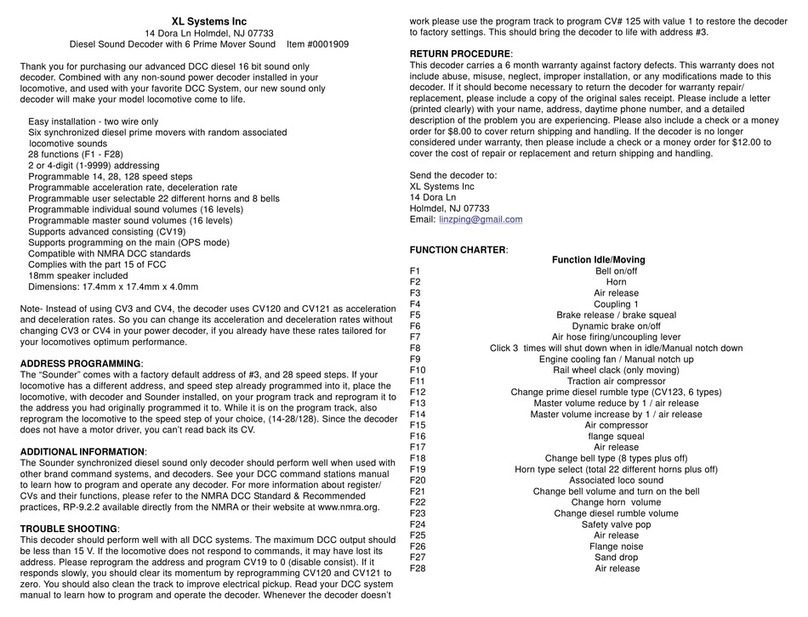XL Systems 0001909 User manual