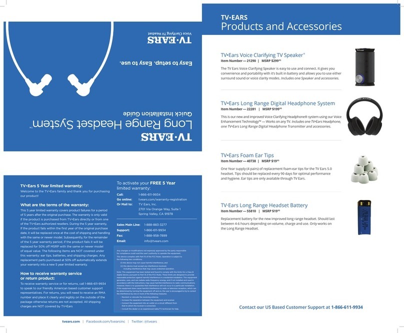 TV Ears Long Range Headset System User manual