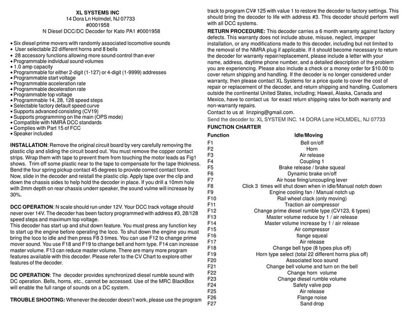 XL Systems 0001958 User manual