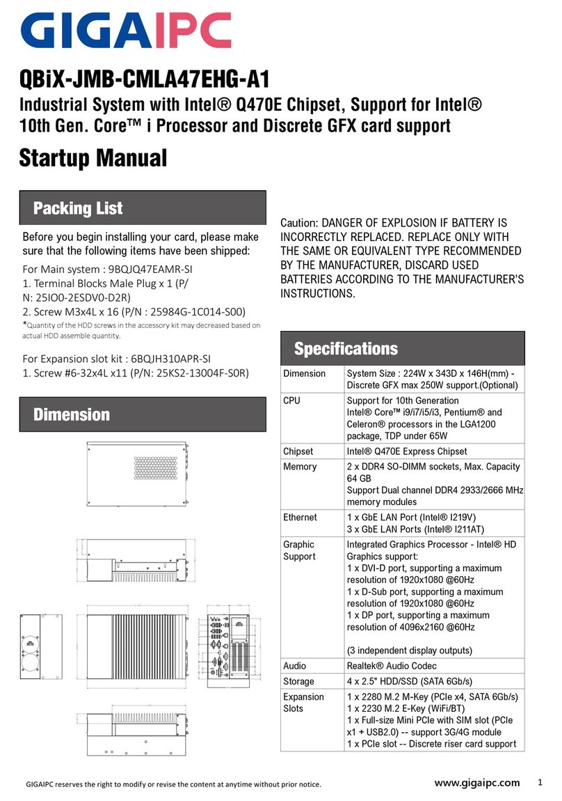 GIGAIPC QBiX-JMB-CMLA47EHG-A1 Installation and operation manual GIGAIPC QBiX-JMB-CMLA47EHG-A1 Installation and operation manual