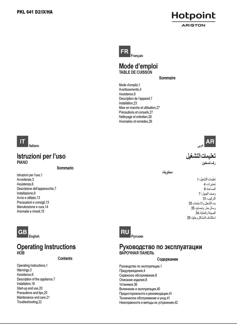 Hotpoint Ariston PKL 641 D2/IX/HA operating instructions