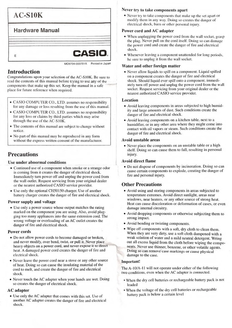 Casio AC-S10K Hardware manual Casio AC-S10K Hardware manual