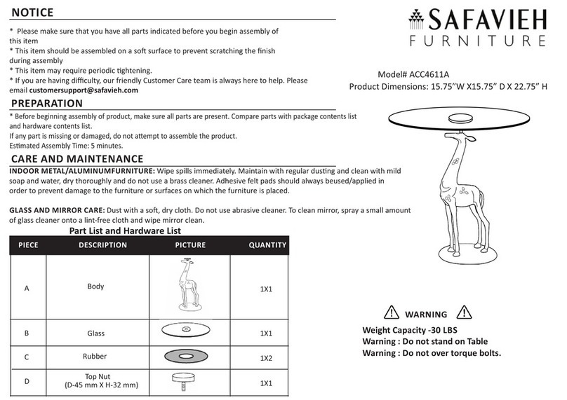 Safavieh Furniture Gillard ACC4611A manual Safavieh Furniture Gillard ACC4611A manual
