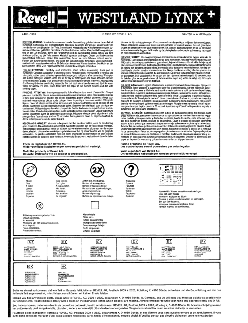 REVELL Westland Lynx User manual