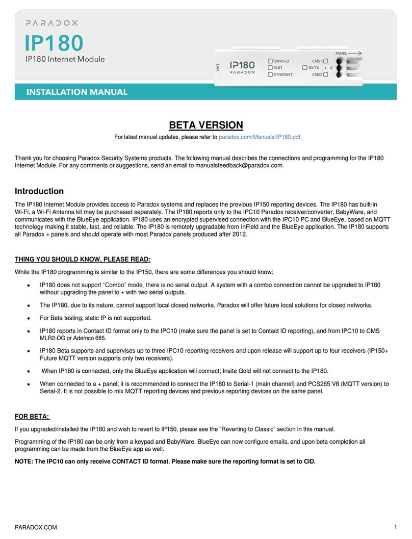 Paradox IP180 User manual Paradox IP180 User manual