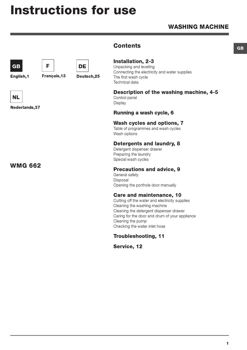 Hotpoint Ariston WMG 662 User manual