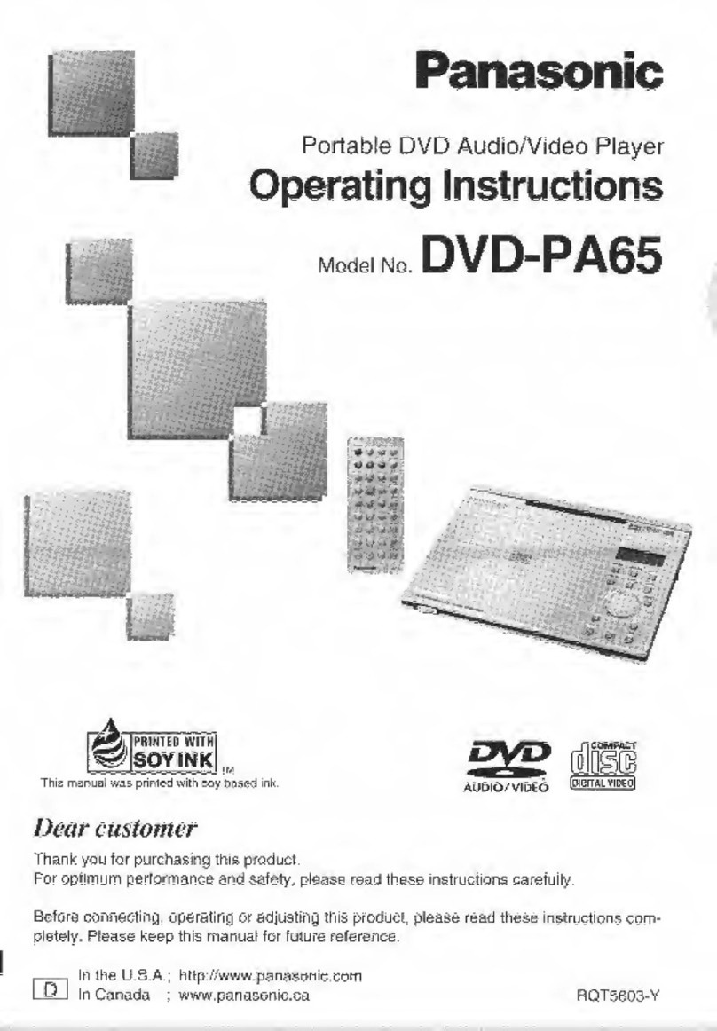 Panasonic DVDPA65 - PORTABLE DVD operating instructions