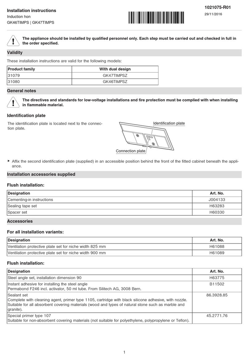 V-ZUG Maxi-Flex GK46TIMPS installation instructions