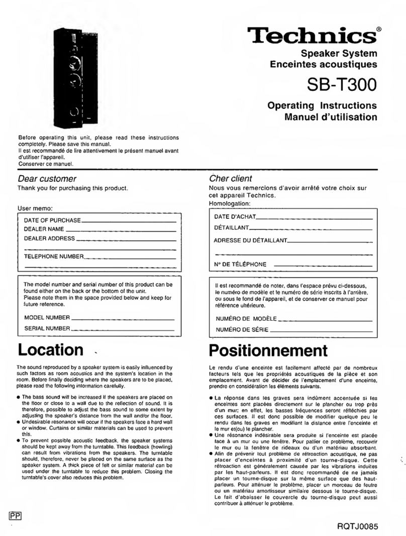 Technics SB-T300 User manual