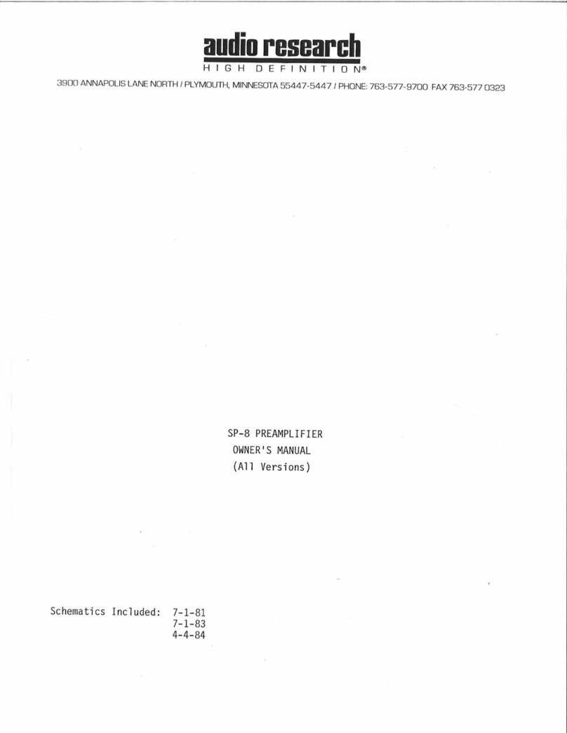 Audio Research SP-8 User manual Audio Research SP-8 User manual