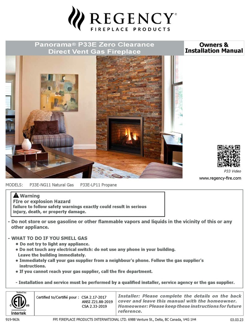 Regency Fireplace Products Panorama P33E Owners & installation manual