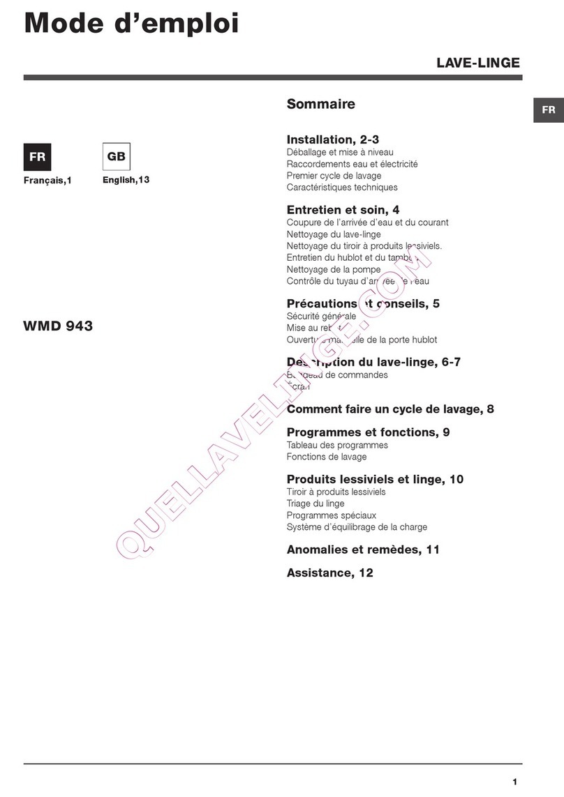 Hotpoint WMD 943 User manual