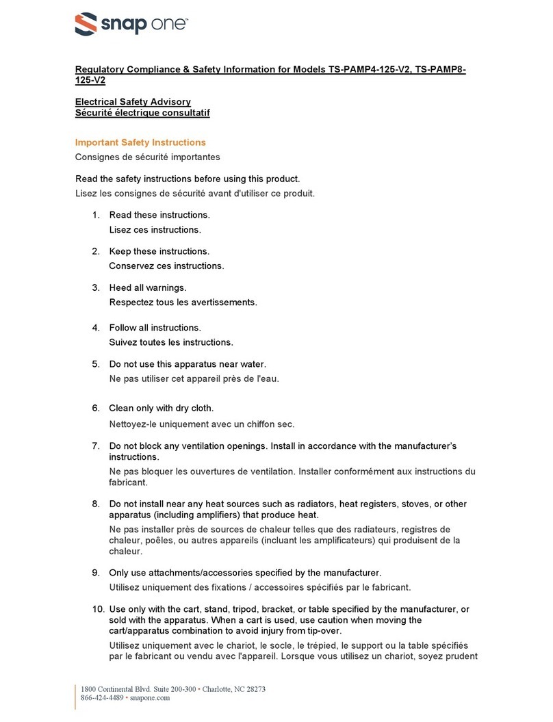 Snap One TS-PAMP4-125-V2 Regulatory compliance and safety information