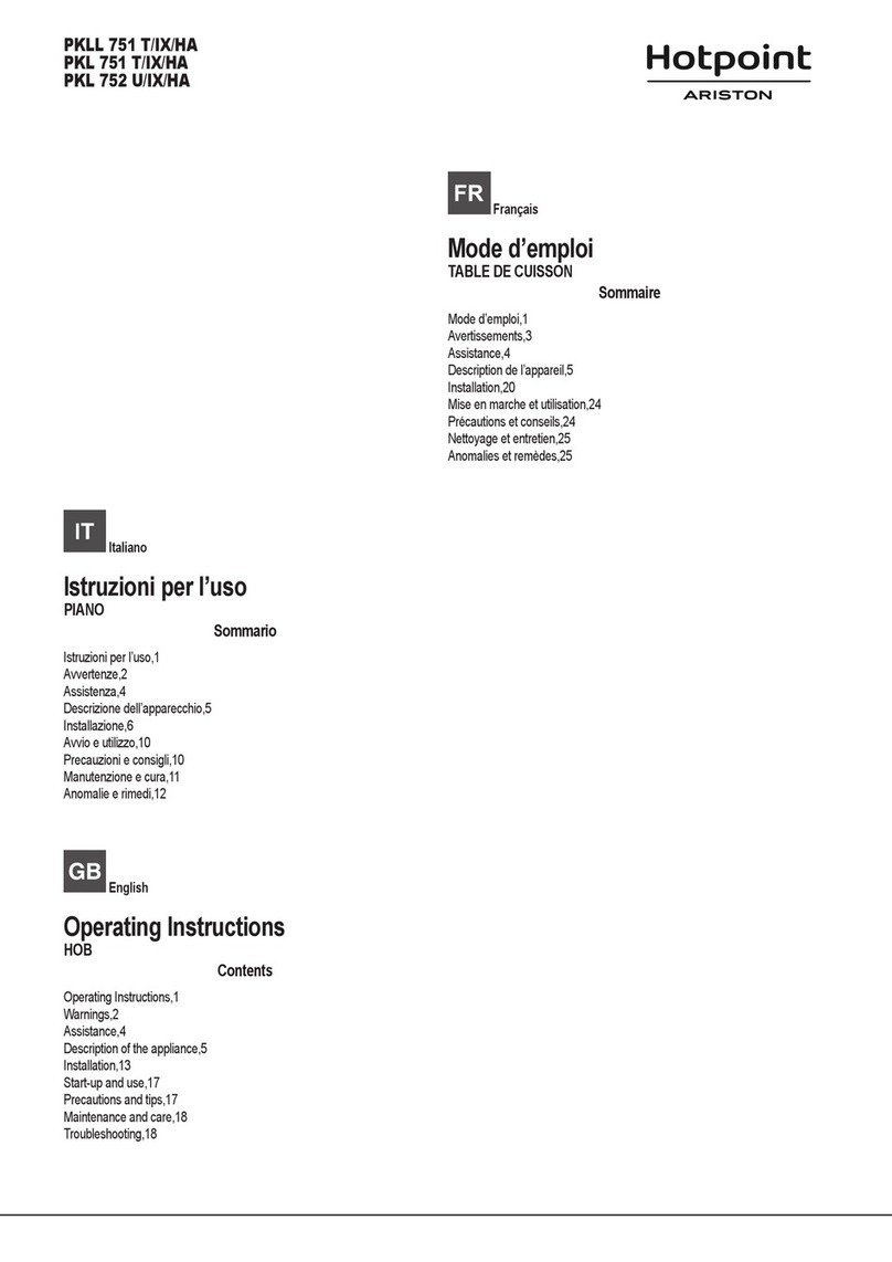 Hotpoint Ariston PKL 752 U/IX/HA operating instructions