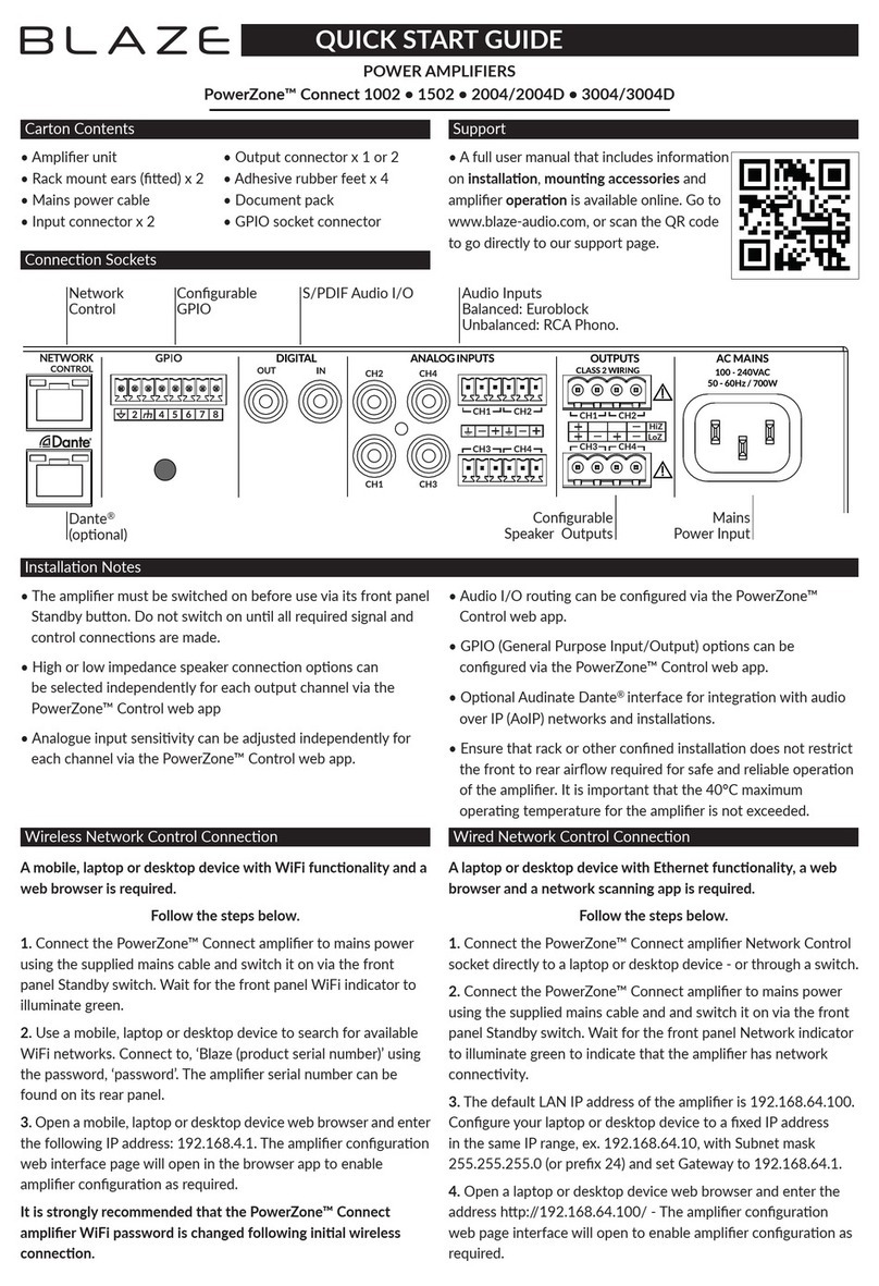 Blaze Audio PowerZone Connect 1002 quick start guide Blaze Audio PowerZone Connect 1002 quick start guide