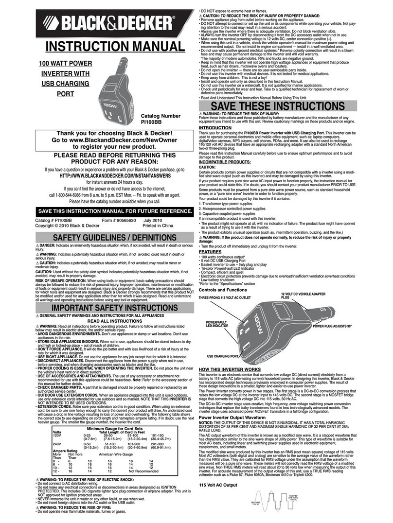 Black & Decker PI100BB User manual