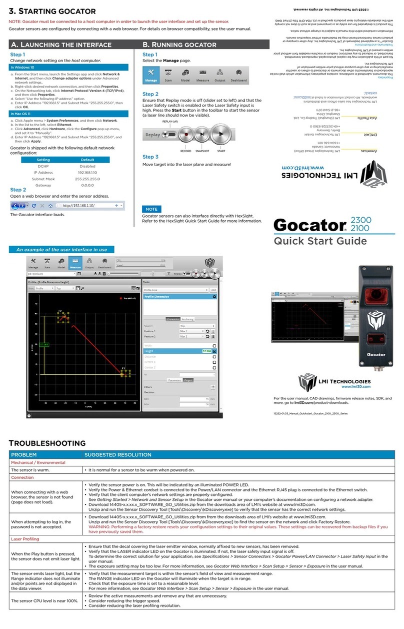 LMI Technologies Gocator 2300 Series quick start guide