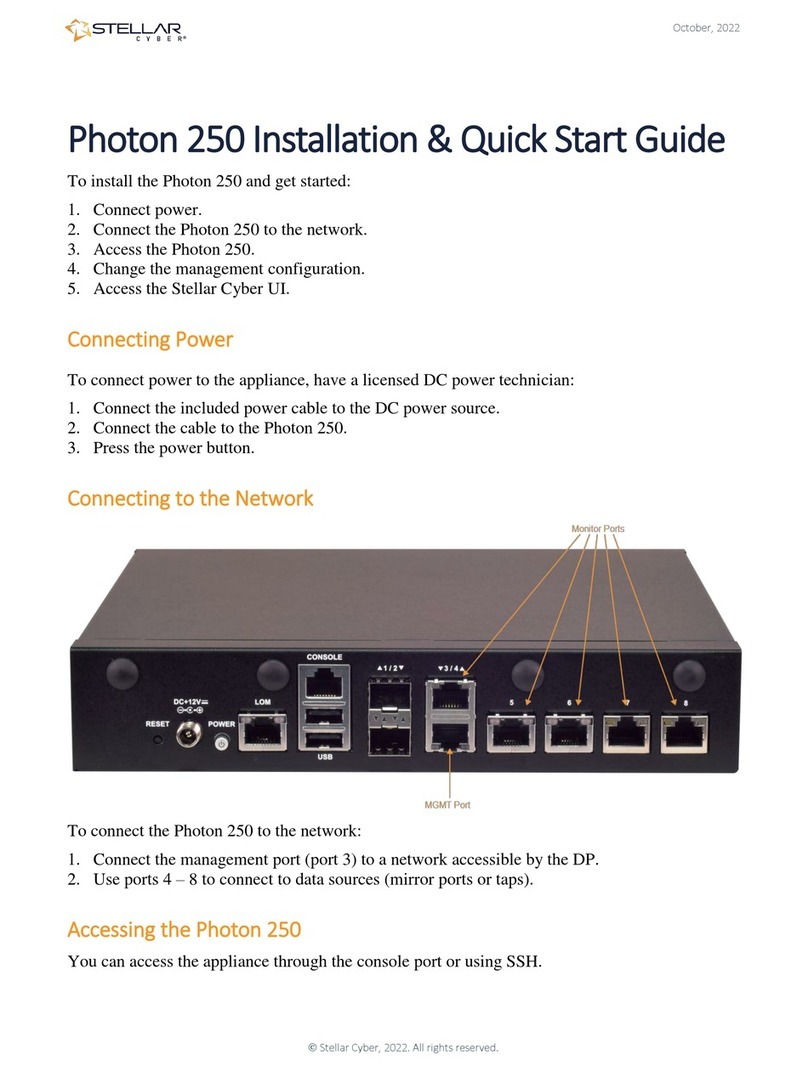Stellar Cyber Photon 250 Installation & quick start guide