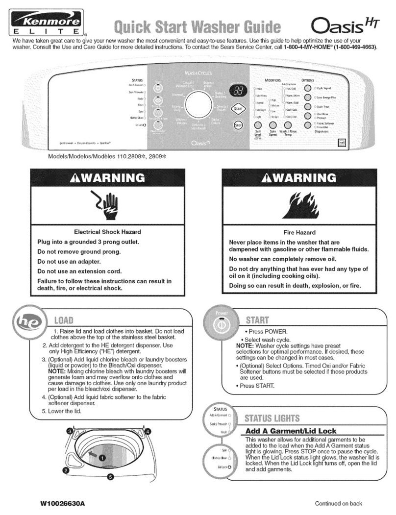 Kenmore ELITE Oasis 110.2808 Series User manual