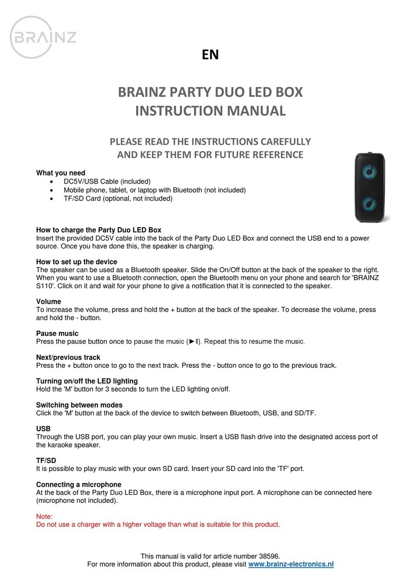 Brainz PARTY DUO LED BOX instruction manual