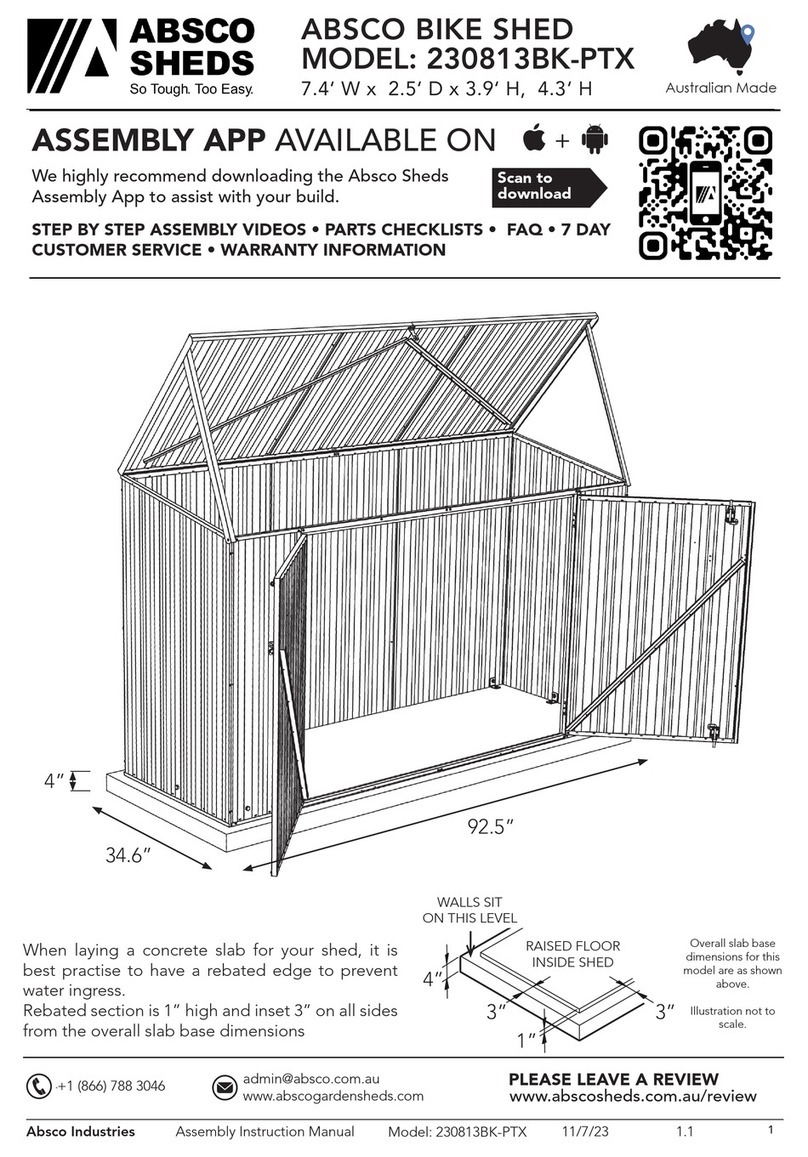 ABSCO SHEDS 230813BK-PTX User manual