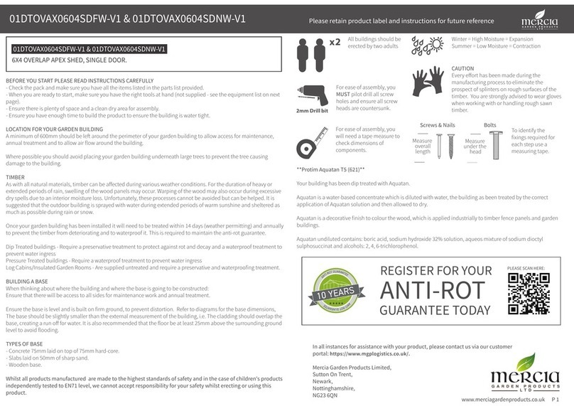 Mercia Garden Products 01DTOVAX0604SDFW-V1 User manual