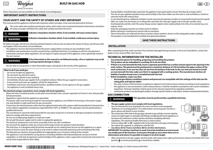 Whirlpool GMF 7522/IXL User manual