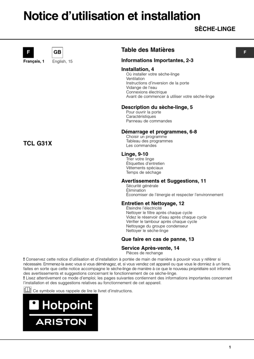 Hotpoint Ariston TCL G31X Instruction booklet