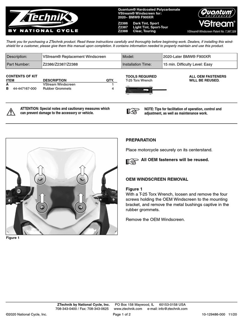 National Cycle ZTechnik Z2386 quick start guide