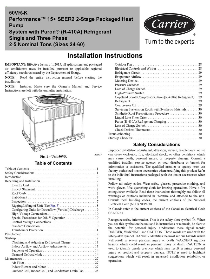 Carrier Performance 50VR-K User manual