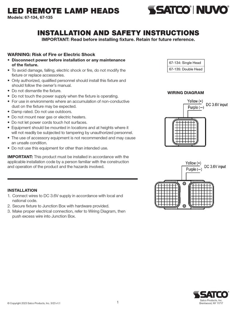 Satco NUVO 67-134 Installation and safety instructions