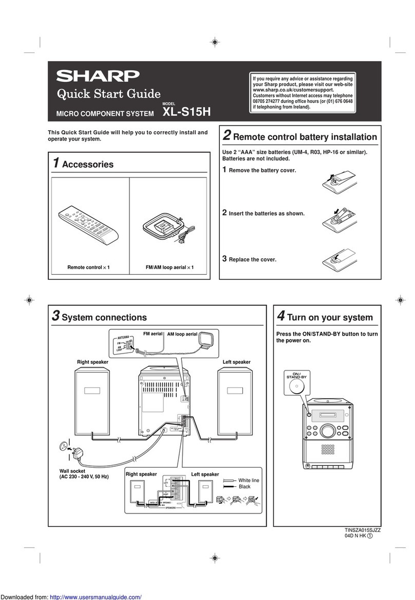 Sharp XL-S15H quick start guide