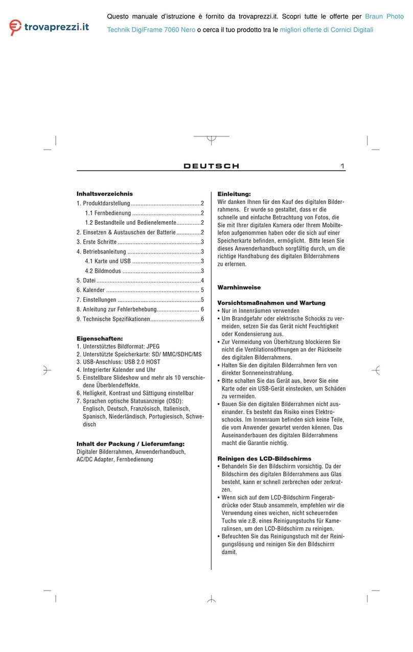 Braun Photo Technik DigiFrame 7060 Nero User manual